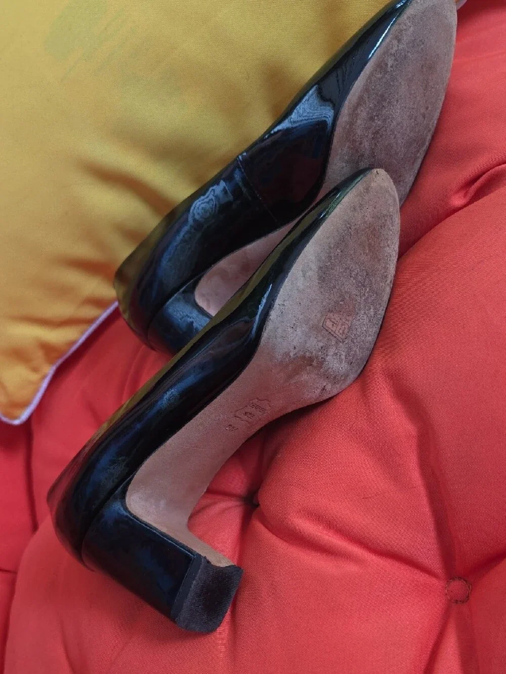 Tory Burch Black Patent Leather Flats with Gold Logo